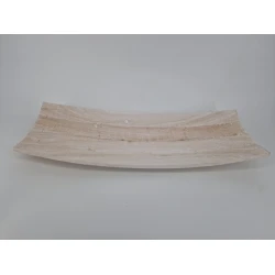WOODEN BOWL CURVED WHITE WASH 63X25X9CM