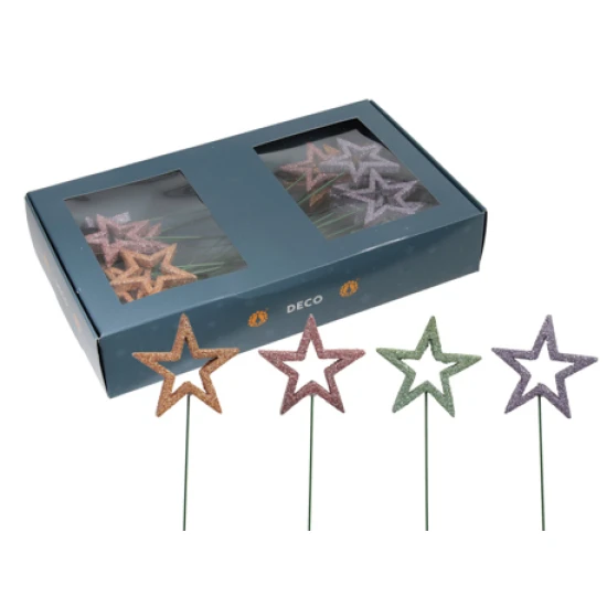 ETOILES SUR TIGES 6CM OUVERT PASTEL 30PCS
