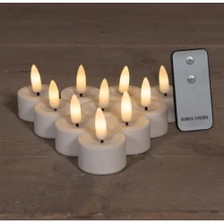 TEA LIGHT LED 3D FLAME WARM WHITE 10PCS + REMOTE CONTROL