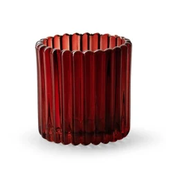 TEA LIGHT GLASS CROSBY DARK RED H9 D9CM