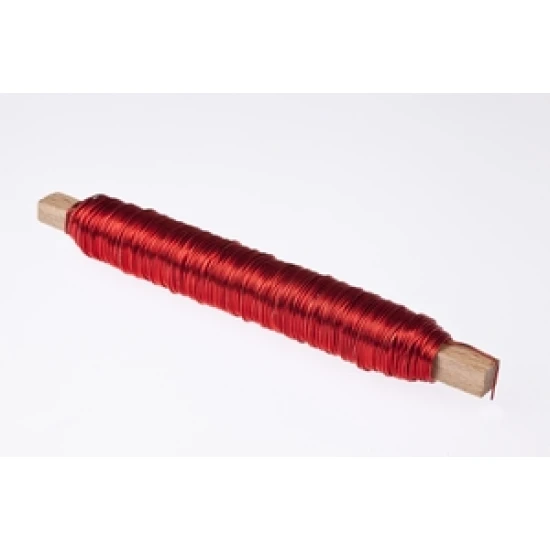 FIL DE FER  ROUGE SUR BATONNET EN BOIS 0.50MM 50M 100GR HOBBY