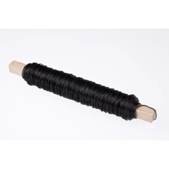 FIL DE FER  NOIR SUR BATONNET EN BOIS 0.50MM 50M 100GR HOBBY