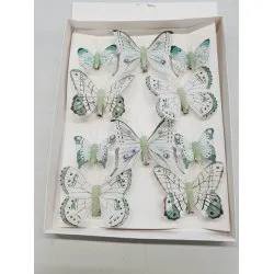 BUTTERFLIES MINT 6PCS 8CM + 4PCS 5CM WITH CLIP