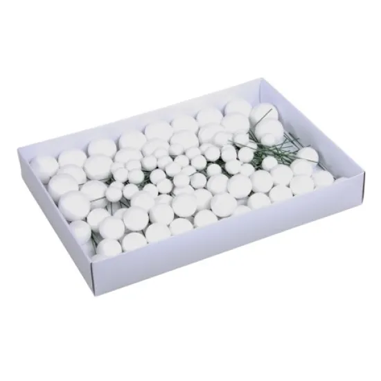 BOULE DE NOEL 20/30/40MM WHITE GLITTER ON WIRE 100PCS