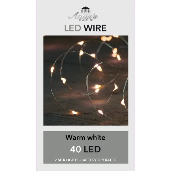 GUIRLANDE À PILES (SANS PILES!) INDOOR FIL 40L/2M LED BLANC