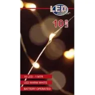 LIGHTING ON BATTERIES INDOORS SILVER WIRE 10L/1M LED WARM WHITE - 10CM CABLE RUN TRANSPARENT