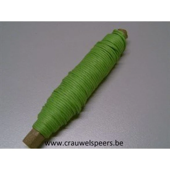 FIL PAPIER (PAPER WIRE) VERT POMME (LIME GREEN) SUR BATONNET EN BOIS 0.80MM 22M 1PC